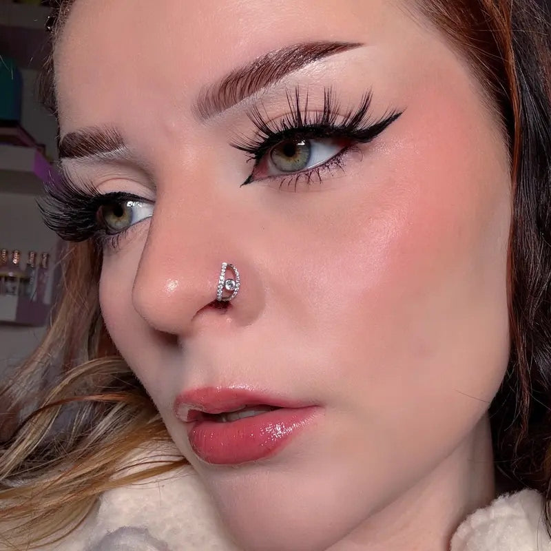 20G Double Band Pave Nose Ring — product detail