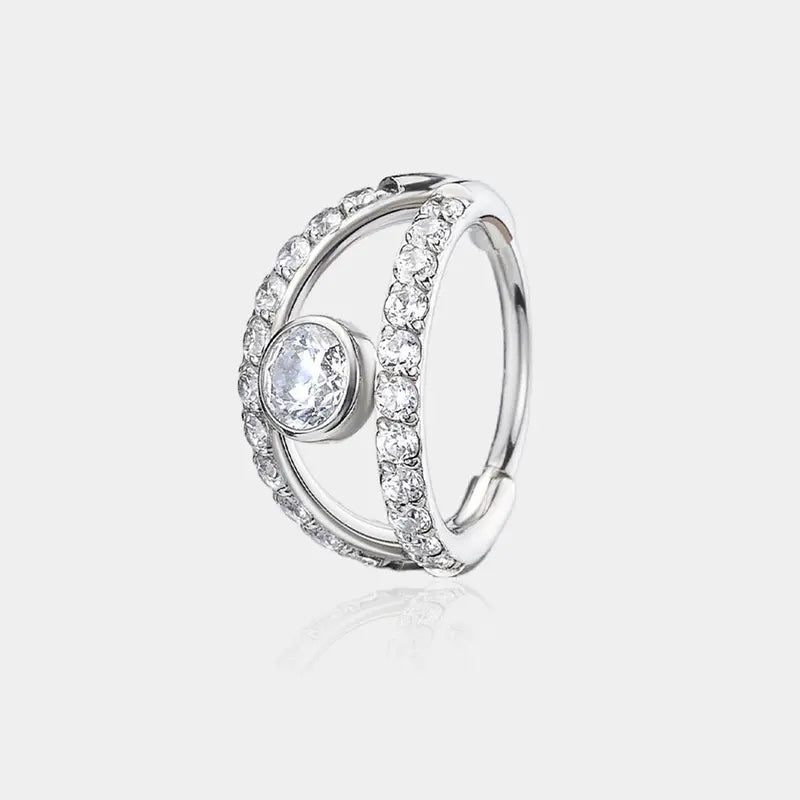 20G Double Band Pave Nose Ring — product detail