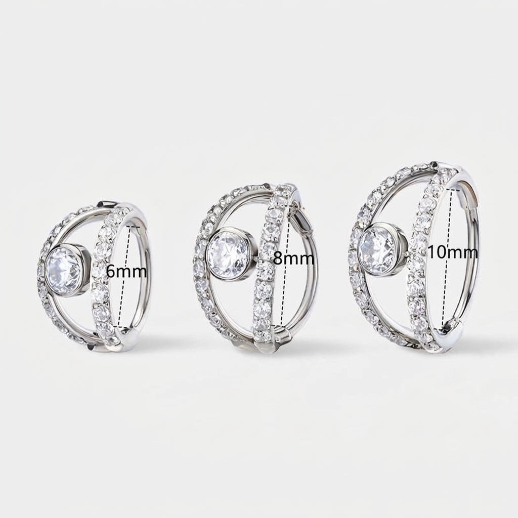 20G Double Band Pave Nose Ring — product detail