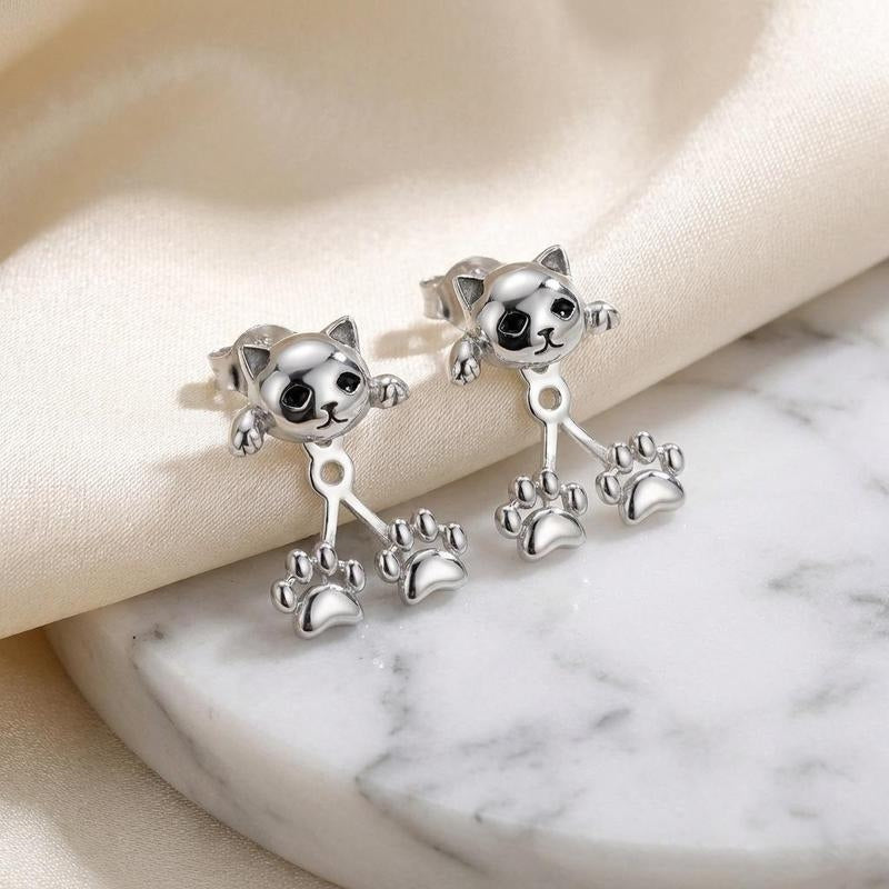 S925 Cute Cat Paw Earrings — product detail