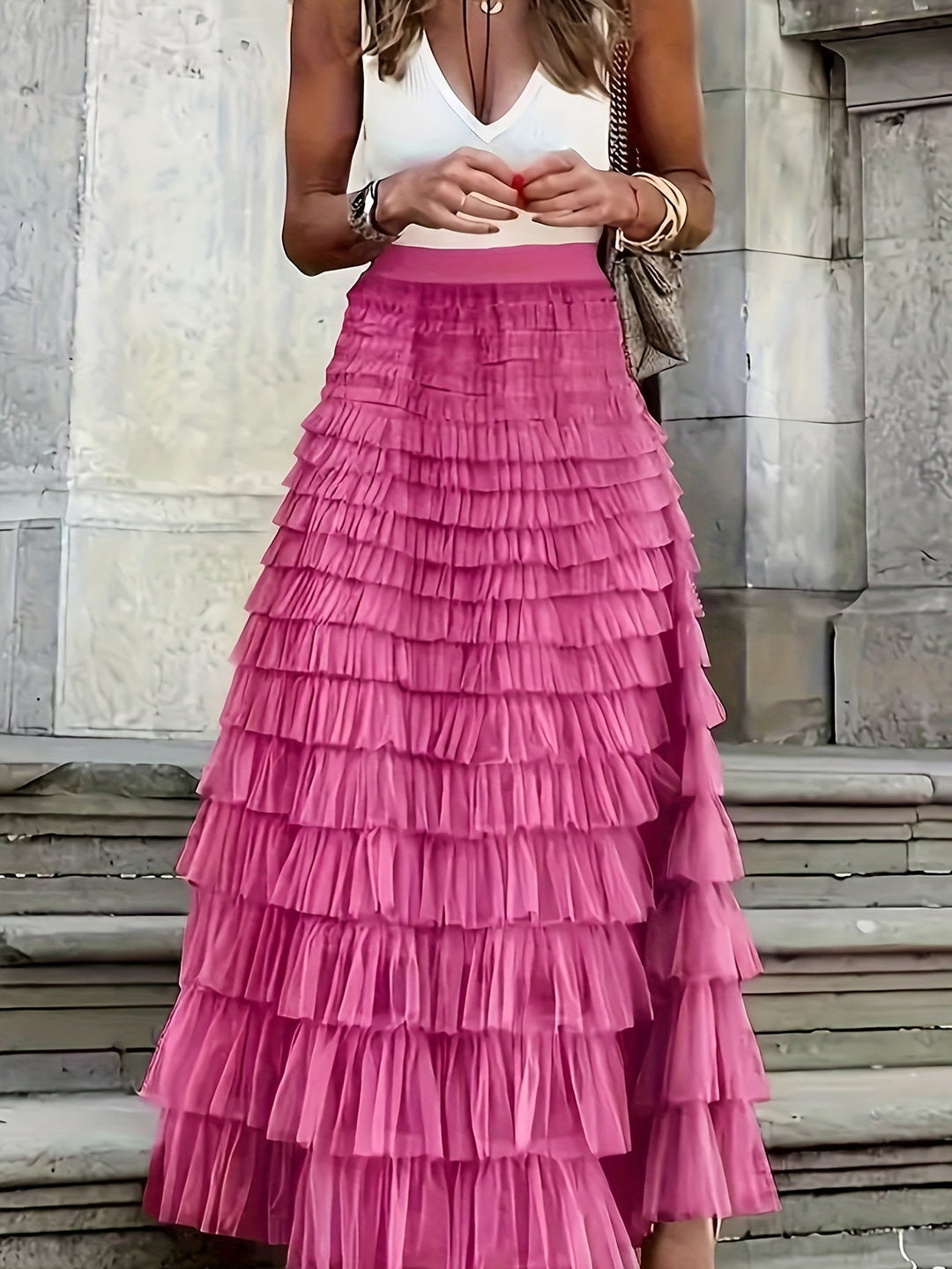 Cascade Layered Hem Skirt