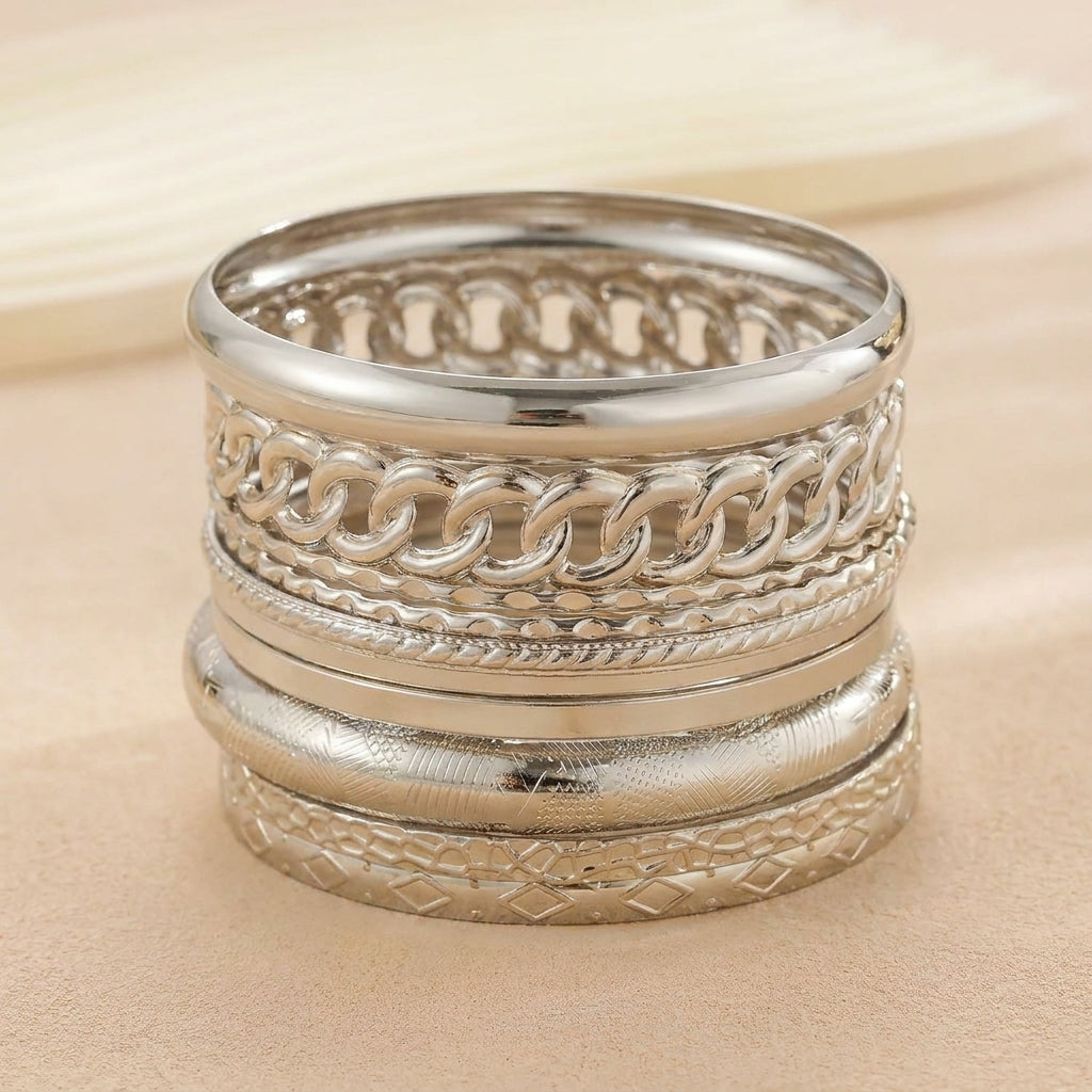 14k 10pc Chunky Variety Bracelet Stack — product detail
