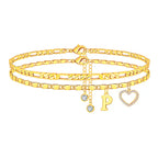 2pc 14k Letter Initial & Sparkling Heart Anklet — product detail