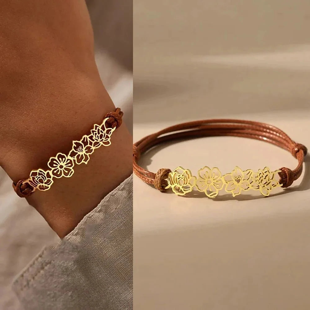 Personalised Birth Flower Bracelet — product detail