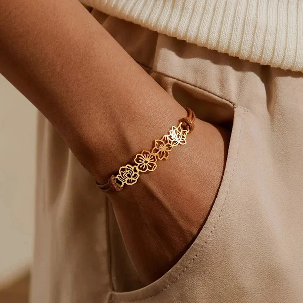 Personalised Birth Flower Bracelet — product detail