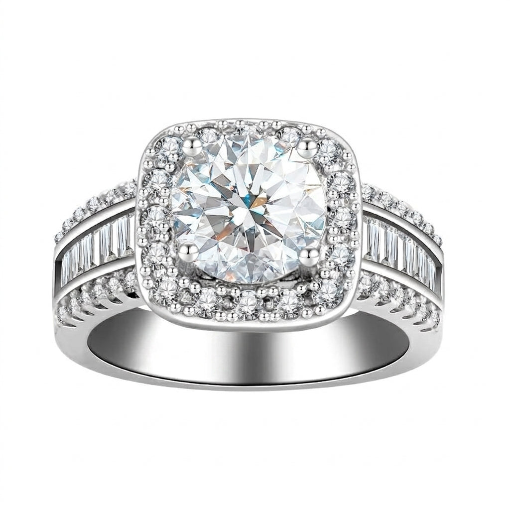 Square Halo Baguette Band Ring — product detail