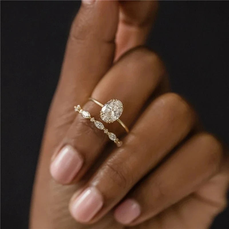 S925 Thin Dainty Oval Diamond Ring — product detail