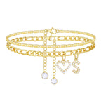 2pc 14k Letter Initial & Sparkling Heart Anklet — product detail