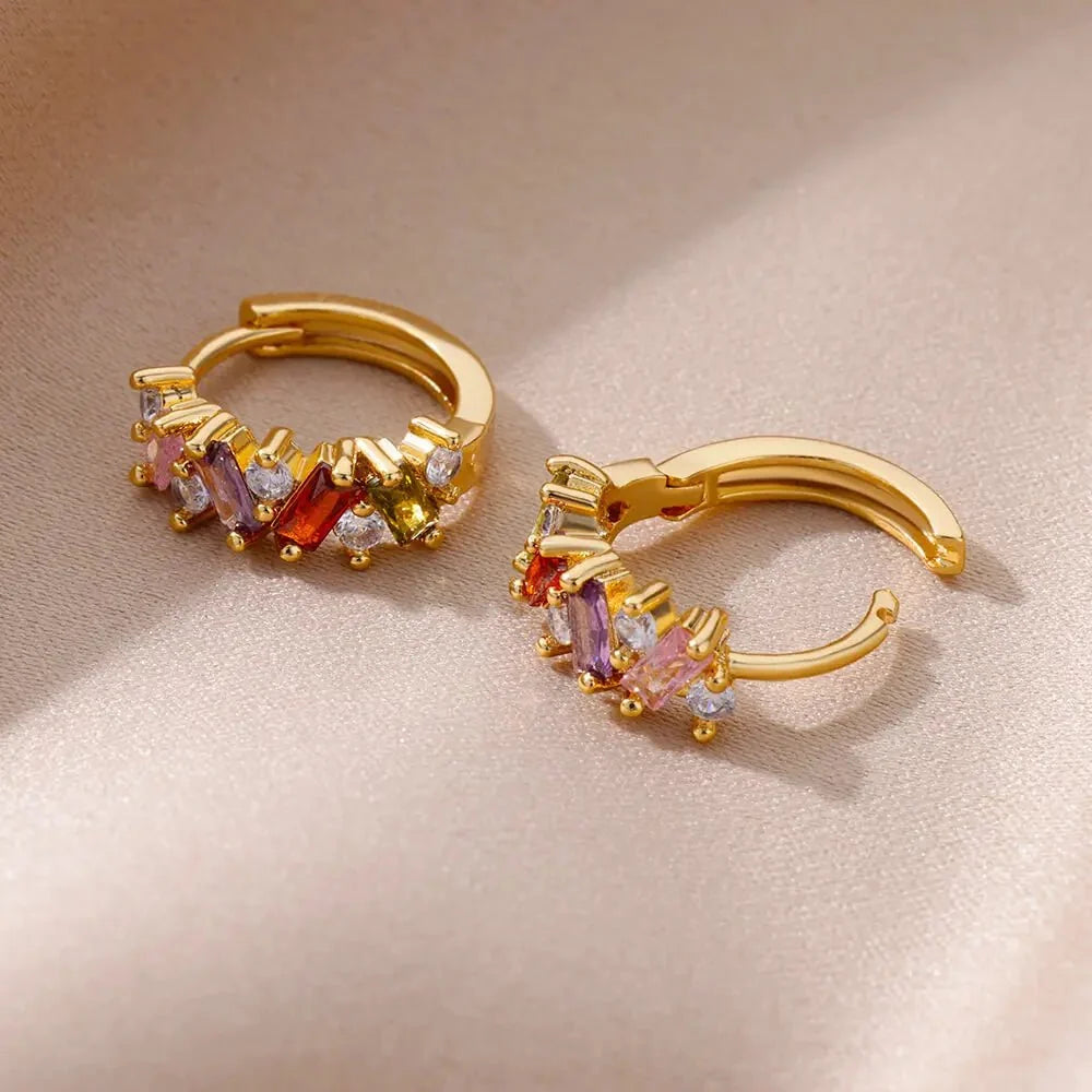 Scattered Diamonds Hoop Earrings — product detail