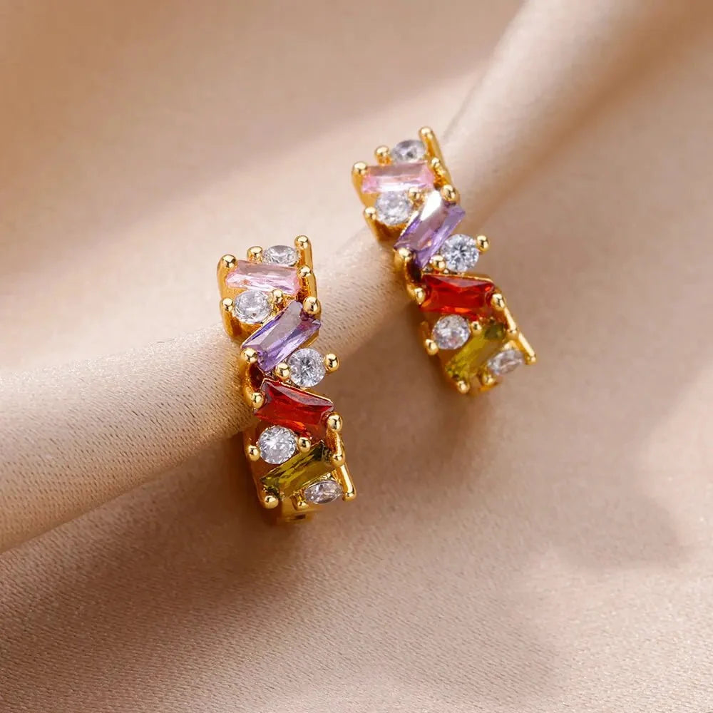 Scattered Diamonds Hoop Earrings — product detail