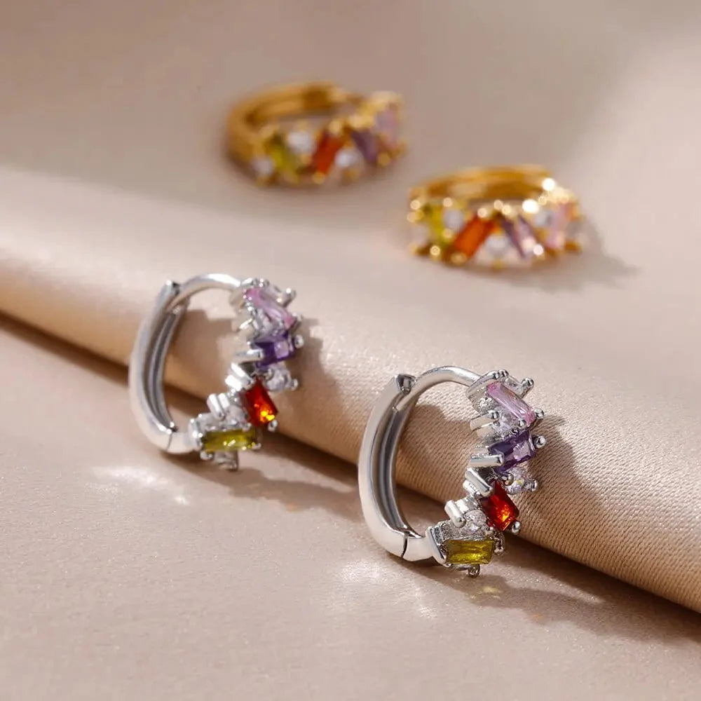 Scattered Diamonds Hoop Earrings — product detail