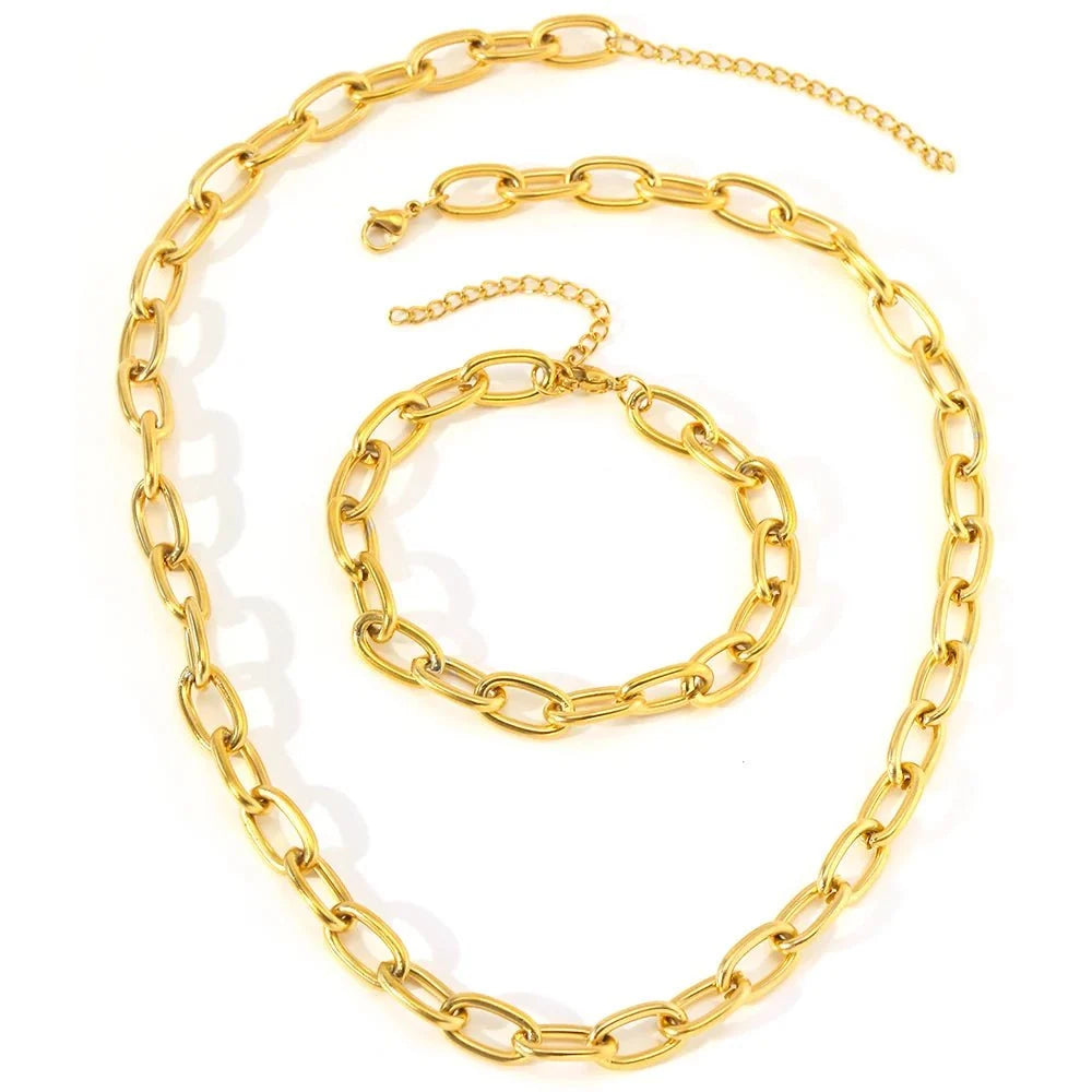 Simple Paperclip Necklace & Bracelet Set — product detail