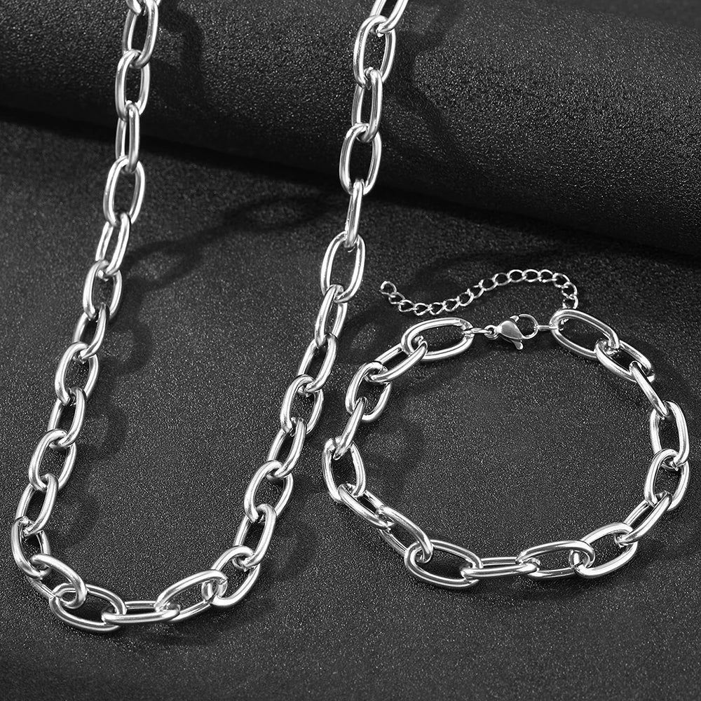 Simple Paperclip Necklace & Bracelet Set — product detail