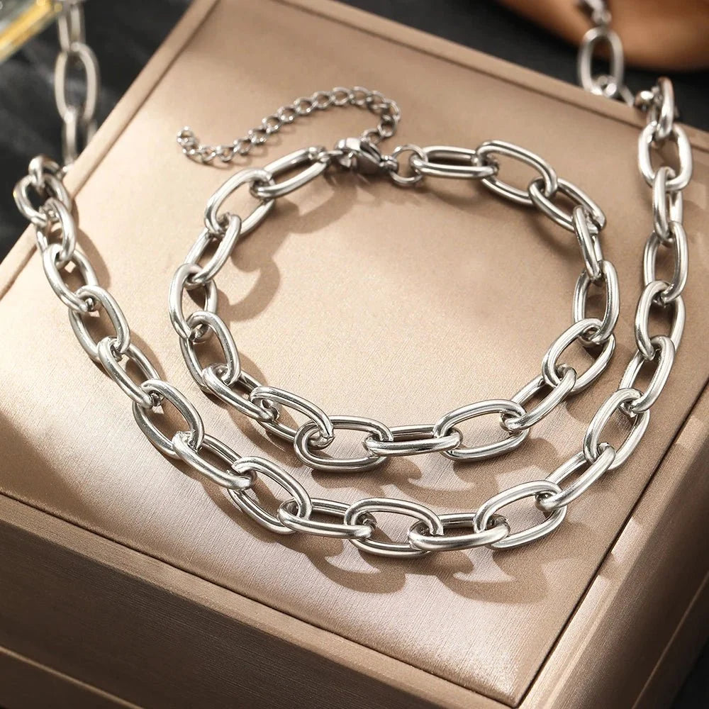 Simple Paperclip Necklace & Bracelet Set — product detail