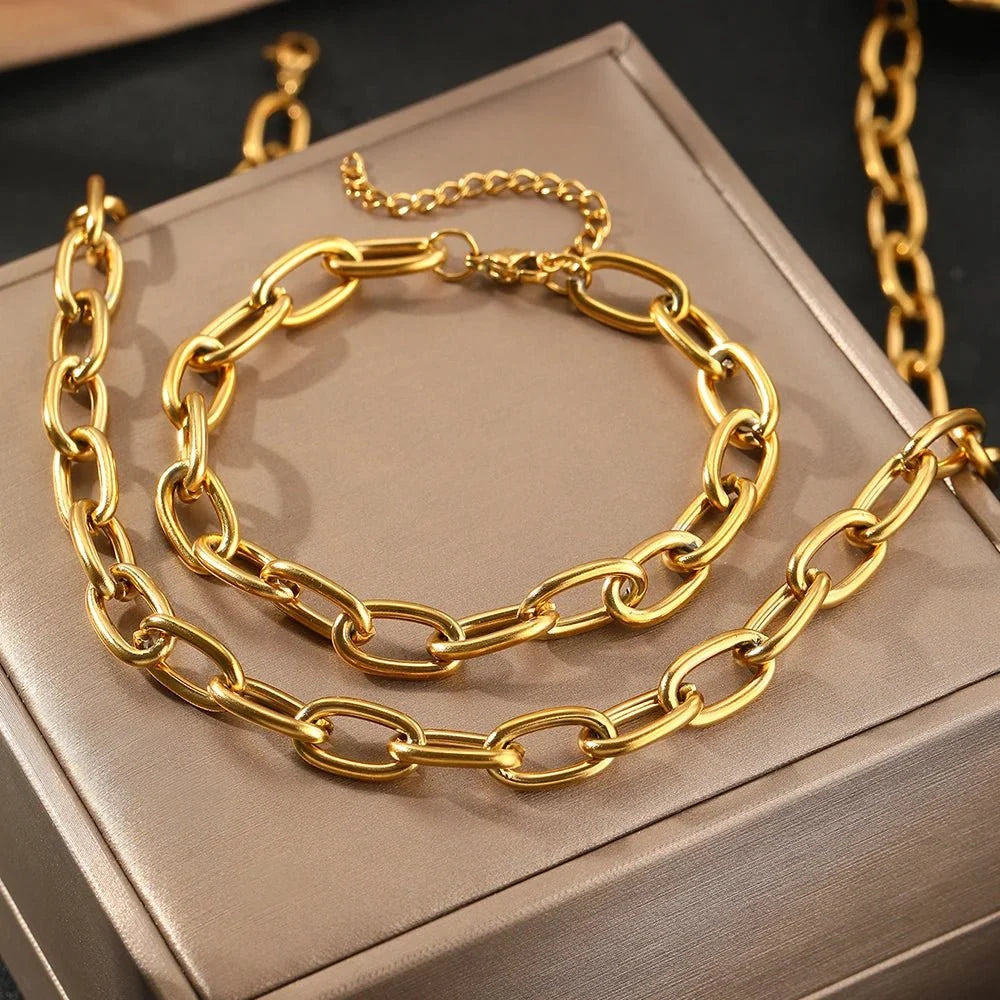 Simple Paperclip Necklace & Bracelet Set — product detail