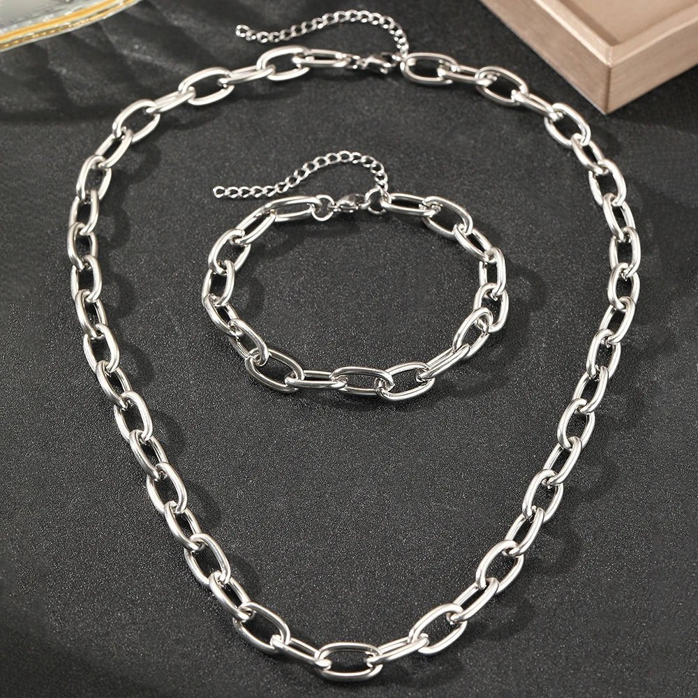 Simple Paperclip Necklace & Bracelet Set — product detail