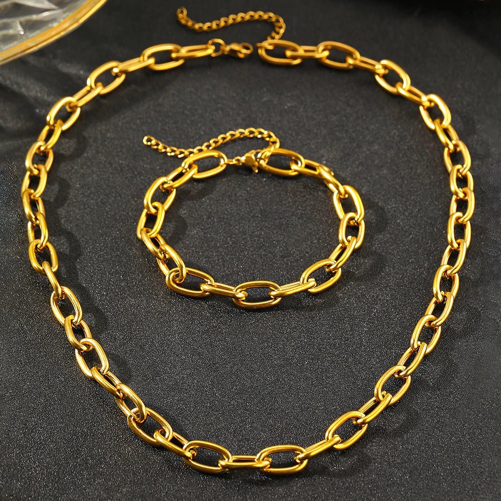 Simple Paperclip Necklace & Bracelet Set — product detail