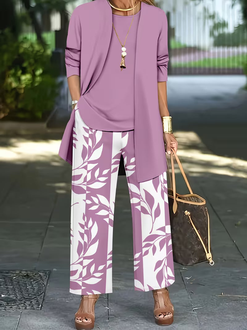 Chloe™ | Casual Leaf Print three Piece Set