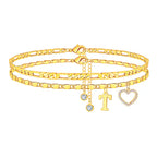 2pc 14k Letter Initial & Sparkling Heart Anklet — product detail