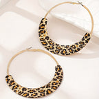 Vintage Leopard Print Accent Hoop Earrings — product detail