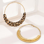Vintage Leopard Print Accent Hoop Earrings — product detail