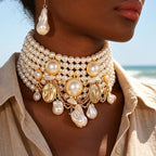 Classy Multi-Layer Baroque Pearl Necklace & Earring Set — product detail