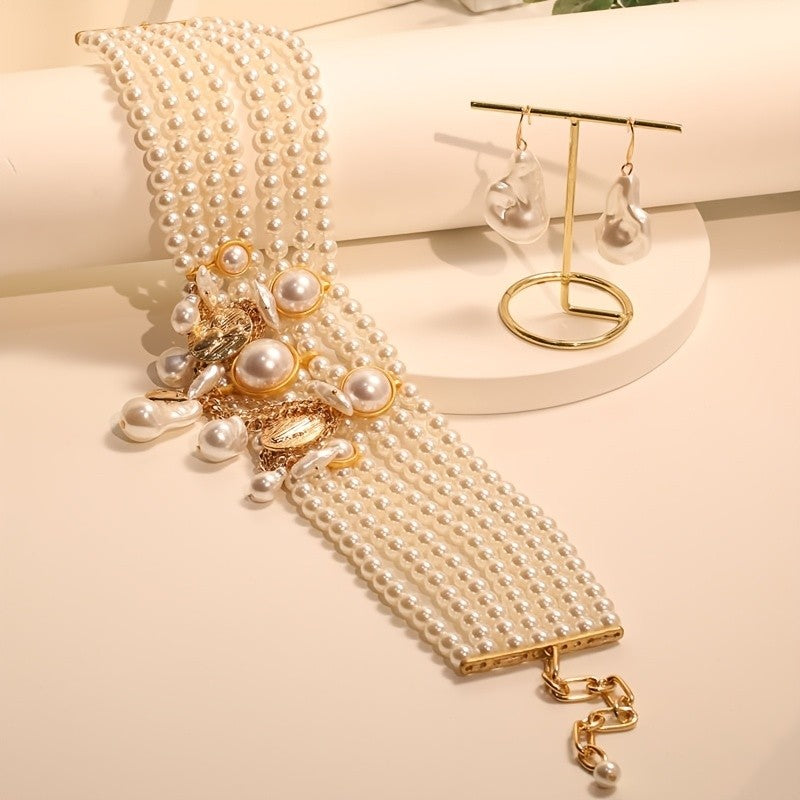Classy Multi-Layer Baroque Pearl Necklace & Earring Set — product detail