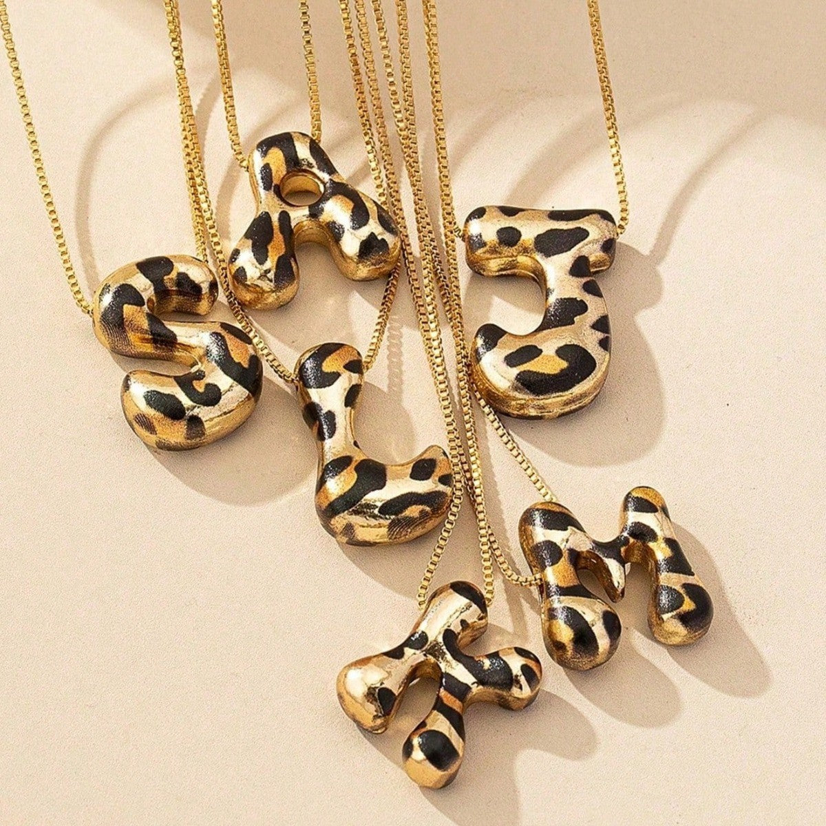 Classy Leopard Print Letter Necklace — product detail