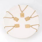 Textured Rectangle Letter Initial Necklace — product detail