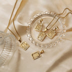 Textured Rectangle Letter Initial Necklace — product detail