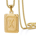 Textured Rectangle Letter Initial Necklace — product detail