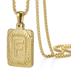 Textured Rectangle Letter Initial Necklace — product detail