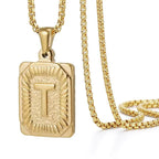 Textured Rectangle Letter Initial Necklace — product detail
