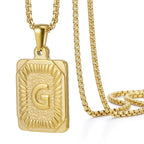 Textured Rectangle Letter Initial Necklace — product detail