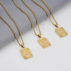 Textured Rectangle Letter Initial Necklace — product detail