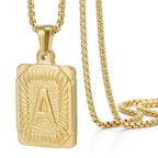Textured Rectangle Letter Initial Necklace — product detail