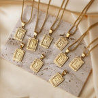 Textured Rectangle Letter Initial Necklace — product detail