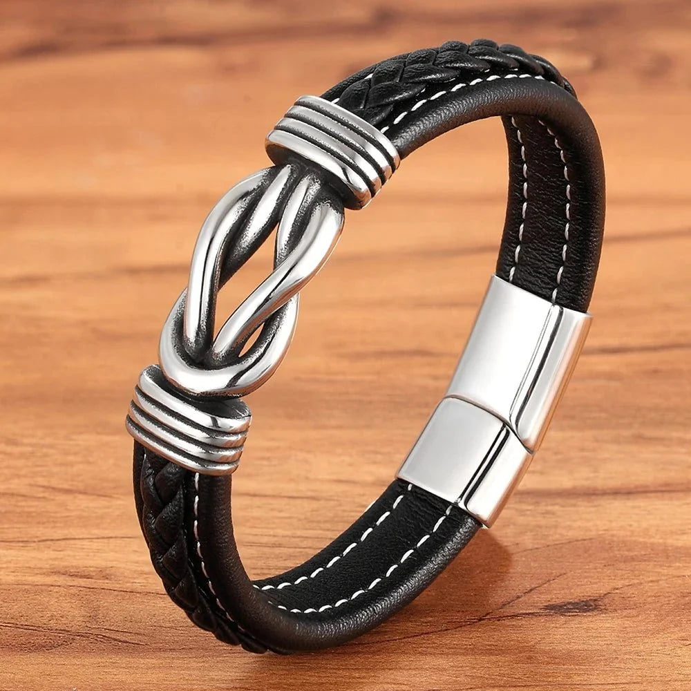 Unisex Eternal Love Knot Leather Bracelet — product detail