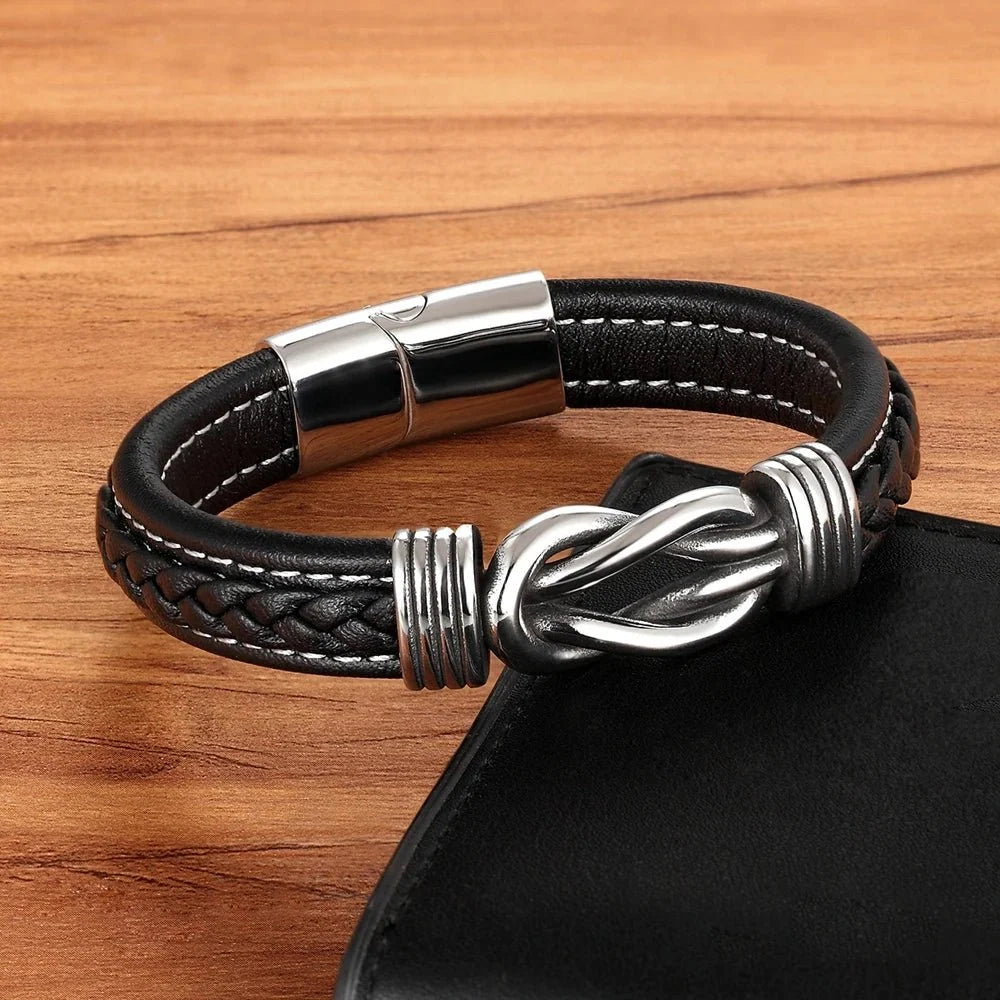 Unisex Eternal Love Knot Leather Bracelet — product detail