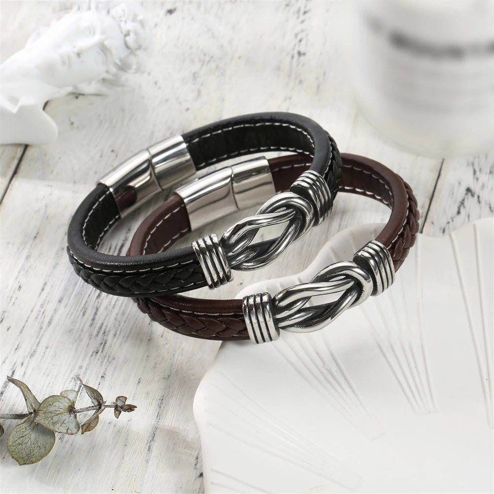 Unisex Eternal Love Knot Leather Bracelet — product detail
