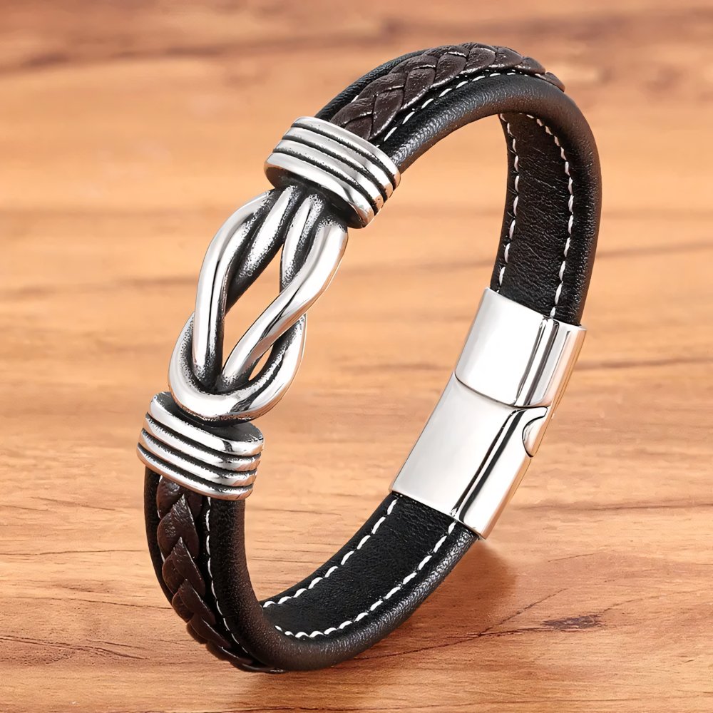 Unisex Eternal Love Knot Leather Bracelet — product detail