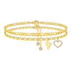 2pc 14k Letter Initial & Sparkling Heart Anklet — product detail