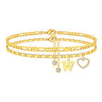 2pc 14k Letter Initial & Sparkling Heart Anklet — product detail
